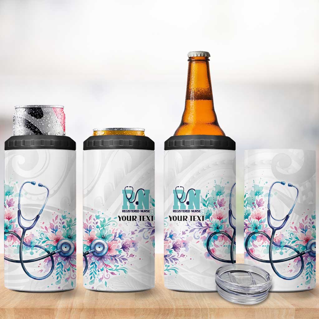 New Zealand Nurses RN Personalised 4 in 1 Can Cooler Tumbler Stethoscope Floral Maori Motif LT9 - Polynesian Pride