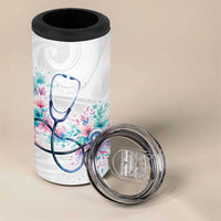 New Zealand Nurses RN Personalised 4 in 1 Can Cooler Tumbler Stethoscope Floral Maori Motif LT9 - Polynesian Pride