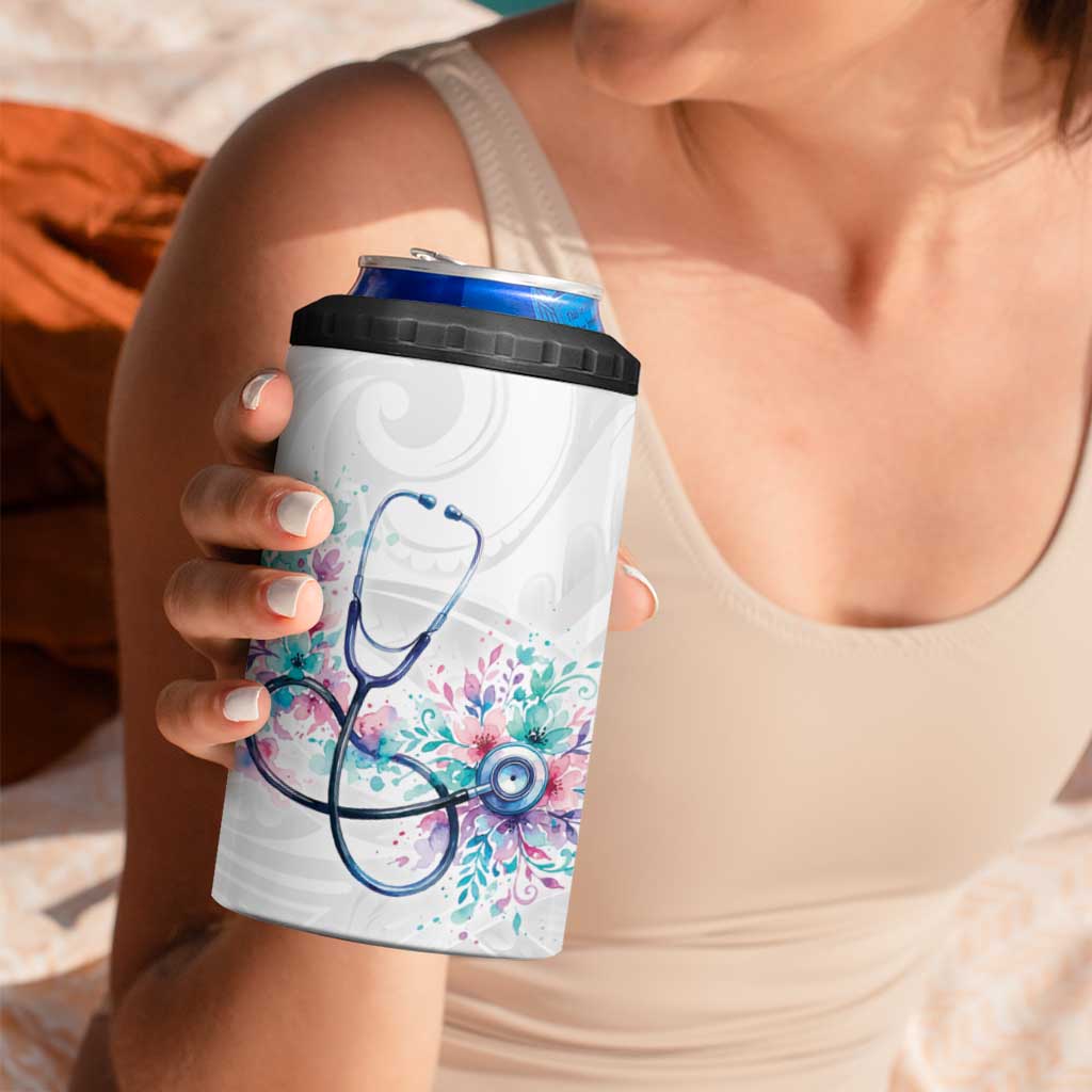 New Zealand Nurses RN Personalised 4 in 1 Can Cooler Tumbler Stethoscope Floral Maori Motif LT9 - Polynesian Pride