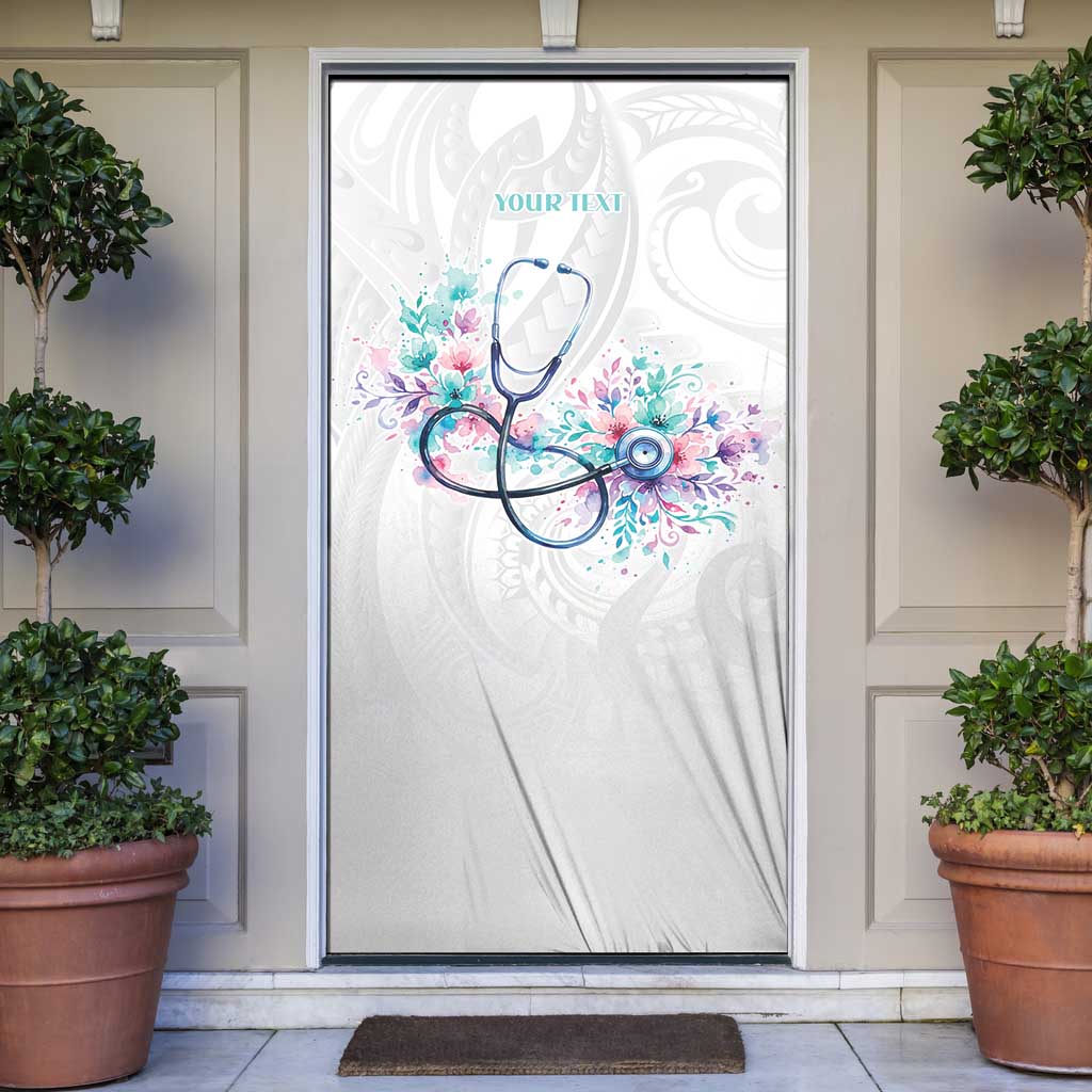 New Zealand Nurses RN Personalised Door Cover Stethoscope Floral Maori Motif