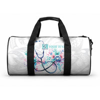 New Zealand Nurses RN Personalised Duffle Bag Stethoscope Floral Maori Motif LT9 One size Blue - Polynesian Pride