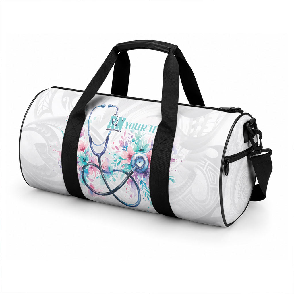 New Zealand Nurses RN Personalised Duffle Bag Stethoscope Floral Maori Motif LT9 - Polynesian Pride