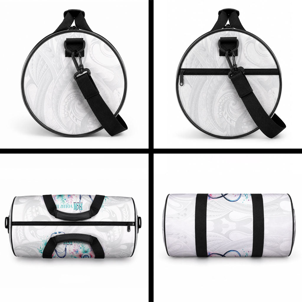 New Zealand Nurses RN Personalised Duffle Bag Stethoscope Floral Maori Motif LT9 - Polynesian Pride