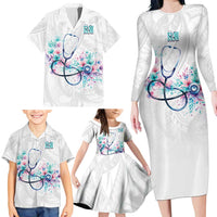 New Zealand Nurses RN Personalised Family Matching Long Sleeve Bodycon Dress and Hawaiian Shirt Stethoscope Floral Maori Motif LT9 - Polynesian Pride