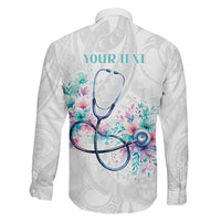 New Zealand Nurses RN Personalised Family Matching Off Shoulder Short Dress and Hawaiian Shirt Stethoscope Floral Maori Motif LT9 - Polynesian Pride