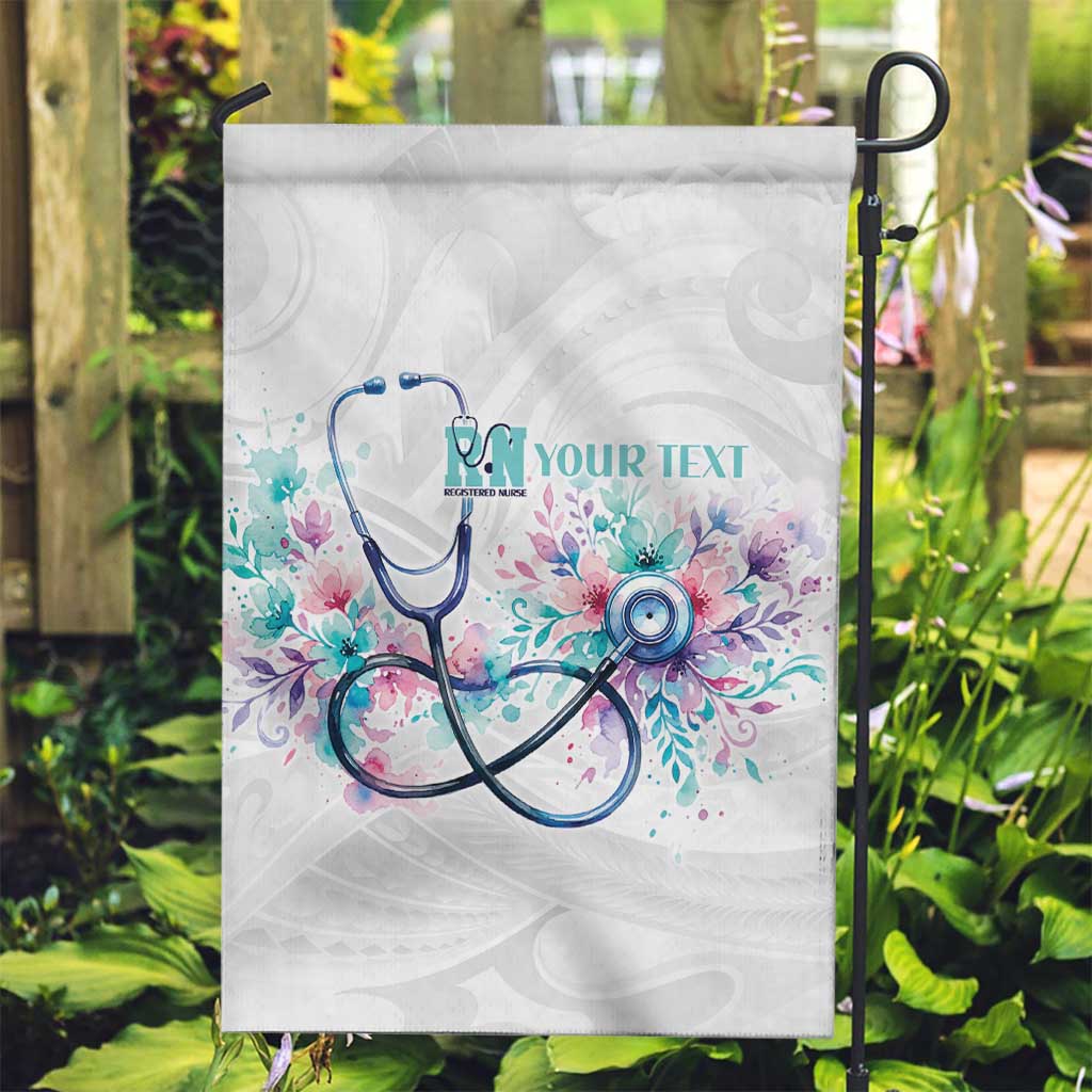New Zealand Nurses RN Personalised Garden Flag Stethoscope Floral Maori Motif