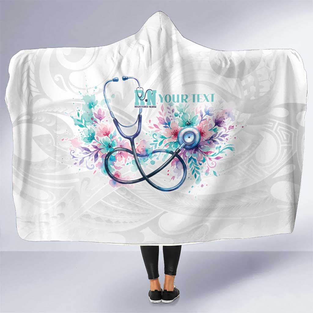 New Zealand Nurses RN Personalised Hooded Blanket Stethoscope Floral Maori Motif