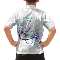New Zealand Nurses RN Personalised Kid Hawaiian Shirt Stethoscope Floral Maori Motif LT9 - Polynesian Pride