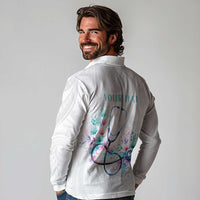 New Zealand Nurses RN Personalised Long Sleeve Polo Shirt Stethoscope Floral Maori Motif