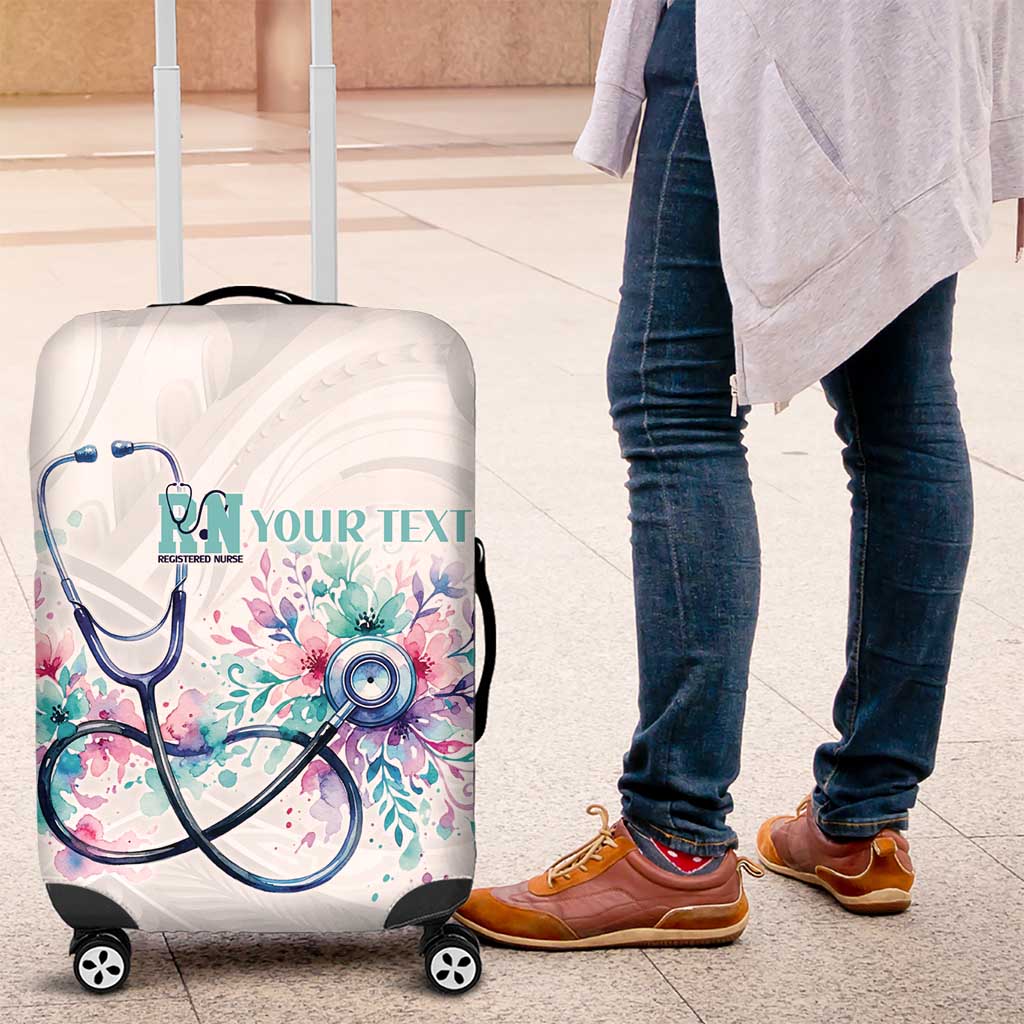 New Zealand Nurses RN Personalised Luggage Cover Stethoscope Floral Maori Motif