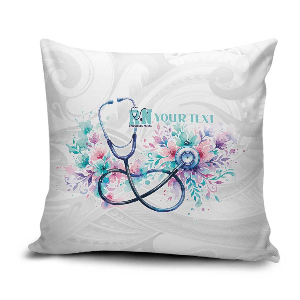 New Zealand Nurses RN Personalised Pillow Cover Stethoscope Floral Maori Motif