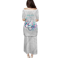 New Zealand Nurses RN Personalised Puletasi Stethoscope Floral Maori Motif