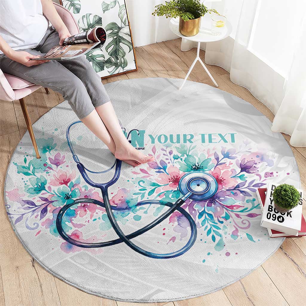 New Zealand Nurses RN Personalised Round Carpet Stethoscope Floral Maori Motif