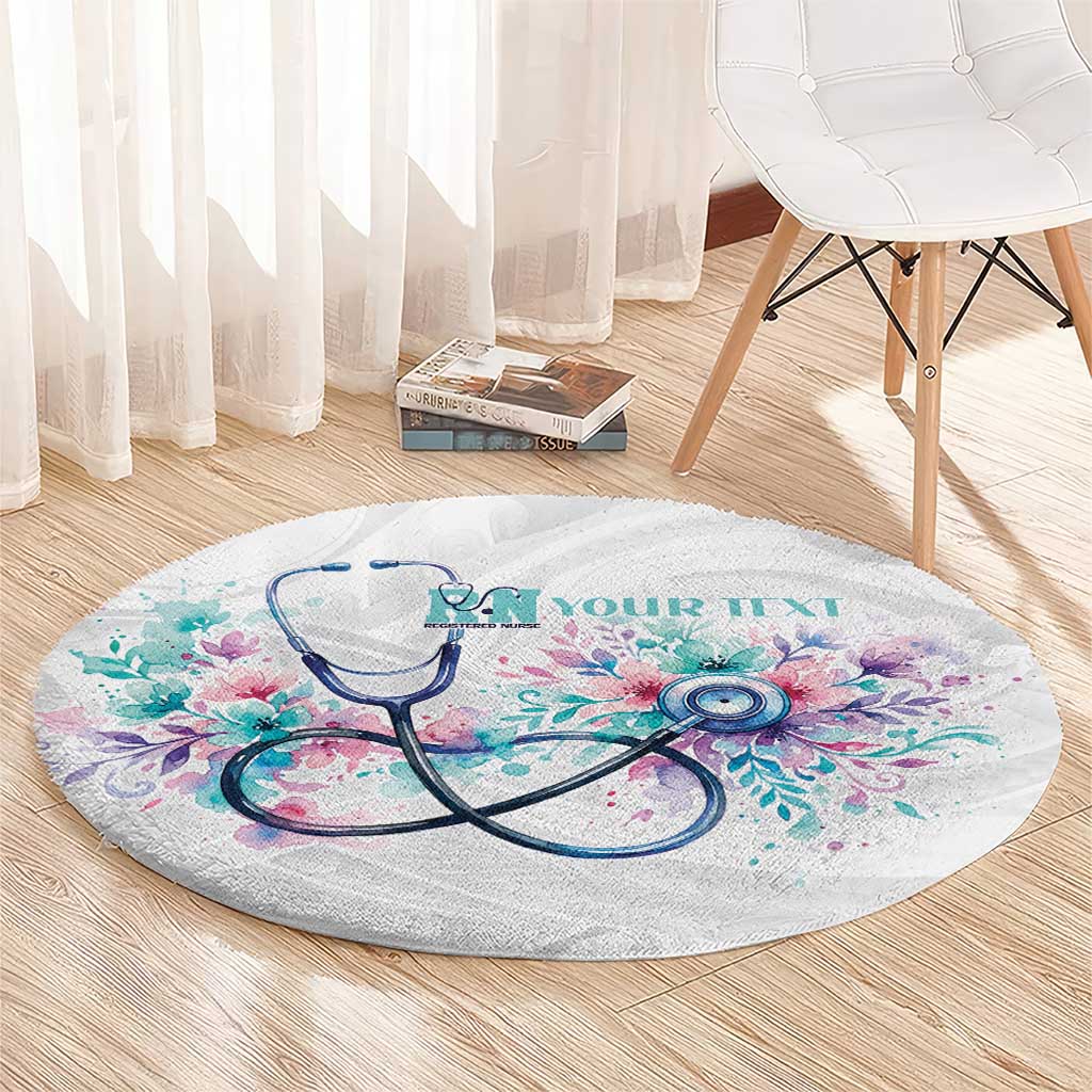 New Zealand Nurses RN Personalised Round Carpet Stethoscope Floral Maori Motif