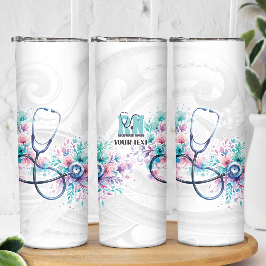 New Zealand Nurses RN Personalised Skinny Tumbler Stethoscope Floral Maori Motif LT9 - Polynesian Pride