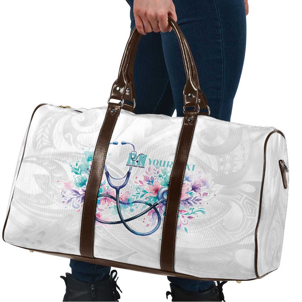 New Zealand Nurses RN Personalised Travel Bag Stethoscope Floral Maori Motif
