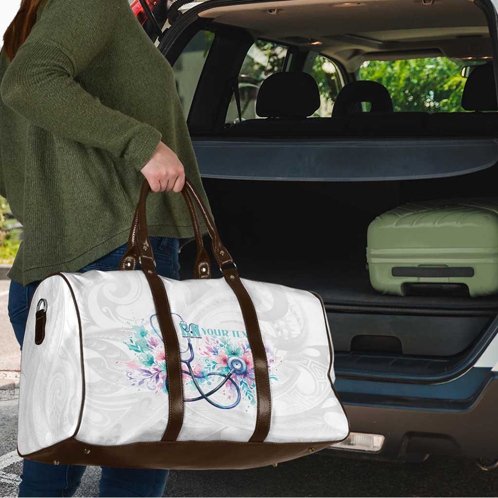 New Zealand Nurses RN Personalised Travel Bag Stethoscope Floral Maori Motif