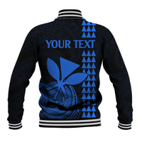 Custom Hawaii Baseball Jacket King Kamehameha - Blue LT9 - Polynesian Pride