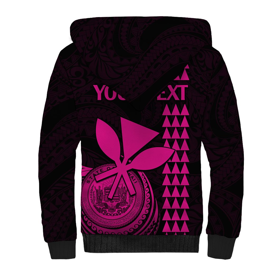 Custom Hawaii Sherpa Hoodie King Kamehameha - Pink LT9 - Polynesian Pride