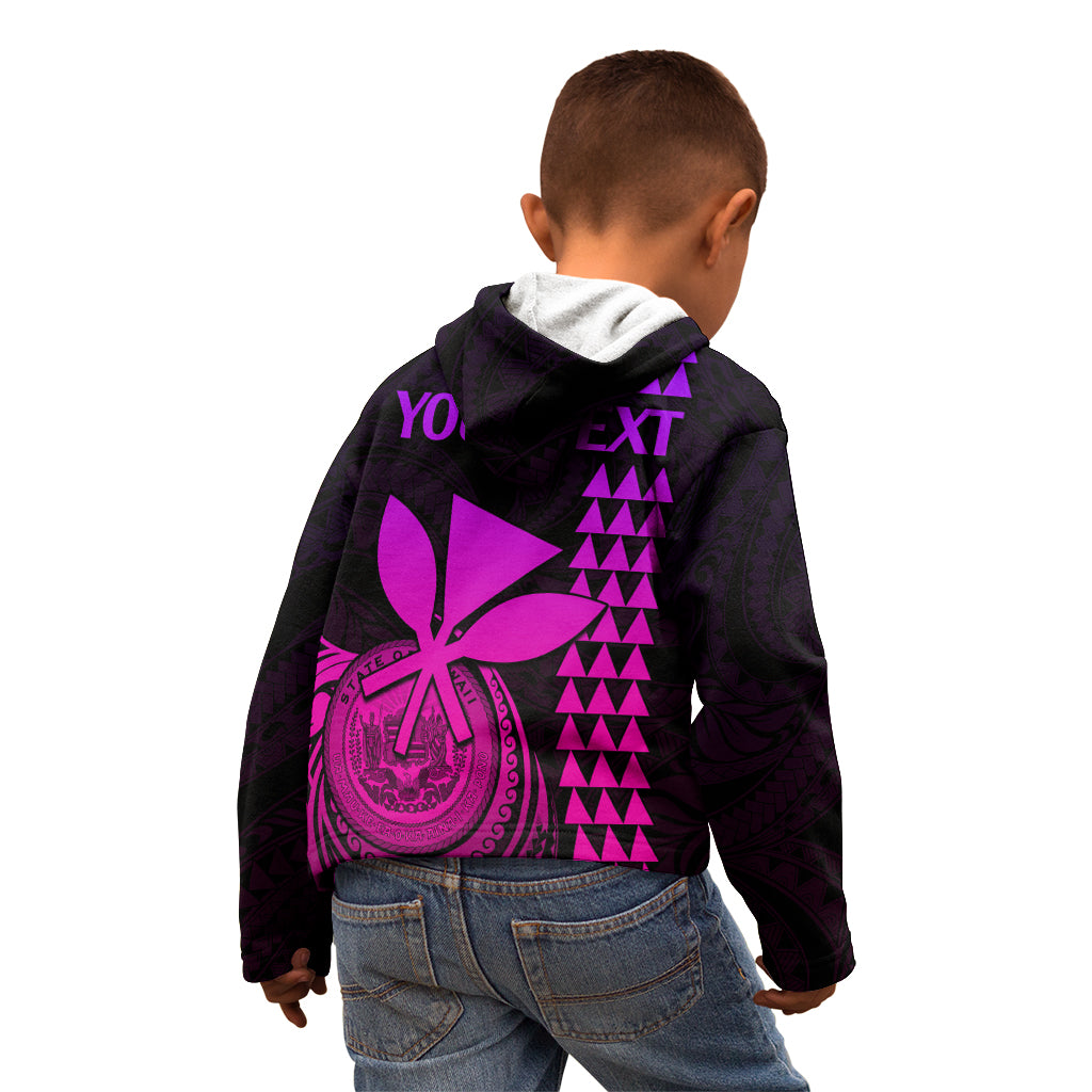 Custom Hawaii Kid Hoodie King Kamehameha - Pink Gradient LT9 - Polynesian Pride
