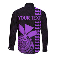 Custom Hawaii Long Sleeve Button Shirt King Kamehameha - Purple LT9 - Polynesian Pride