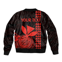 Custom Hawaii Sleeve Zip Bomber Jacket King Kamehameha - Red LT9 - Polynesian Pride