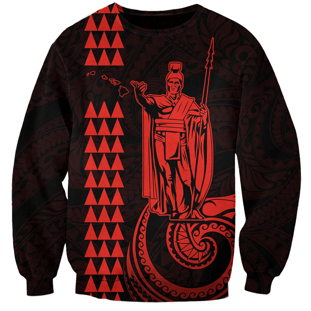 Custom Hawaii Sweatshirt King Kamehameha - Red LT9 Unisex Red - Polynesian Pride