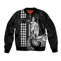 Custom Hawaii Bomber Jacket King Kamehameha - White LT9 Unisex White - Polynesian Pride