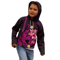 Custom Polynesian Kid Hoodie Hawaiian Warriors with Tribal Shark Tattoos - Pink LT9 - Polynesian Pride