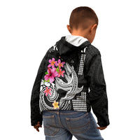 Custom Polynesian Kid Hoodie Hawaiian Warriors with Tribal Shark Tattoos - White LT9 - Polynesian Pride