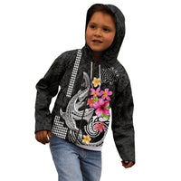 Custom Polynesian Kid Hoodie Hawaiian Warriors with Tribal Shark Tattoos - White LT9 - Polynesian Pride