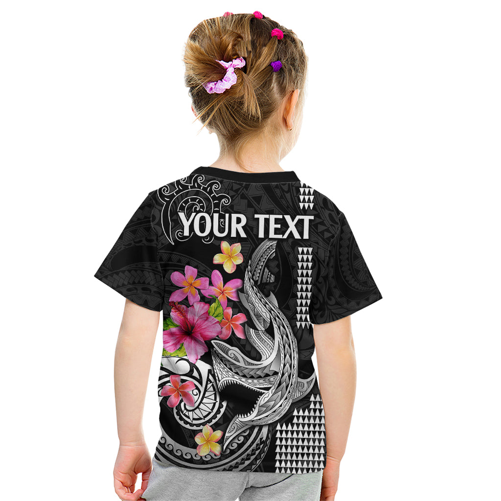 Custom Polynesian Kid T Shirt Hawaiian Warriors with Tribal Shark Tattoos - White LT9 - Polynesian Pride