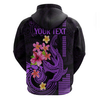 Custom Polynesian Hoodie Hawaiian Warriors with Tribal Shark Tattoos Purple LT9 - Polynesian Pride