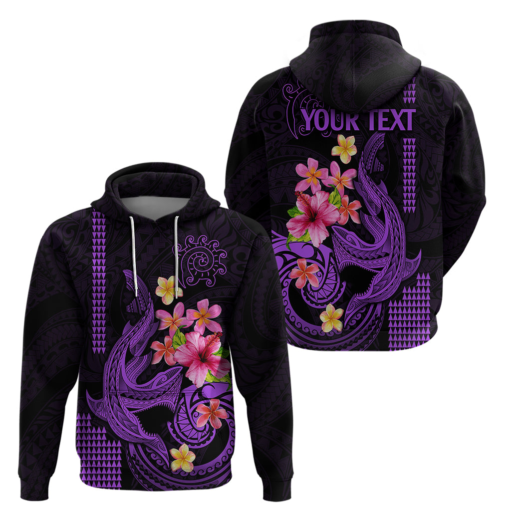 Custom Polynesian Hoodie Hawaiian Warriors with Tribal Shark Tattoos Purple LT9 - Polynesian Pride