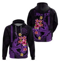 Custom Polynesian Hoodie Hawaiian Warriors with Tribal Shark Tattoos Purple LT9 - Polynesian Pride