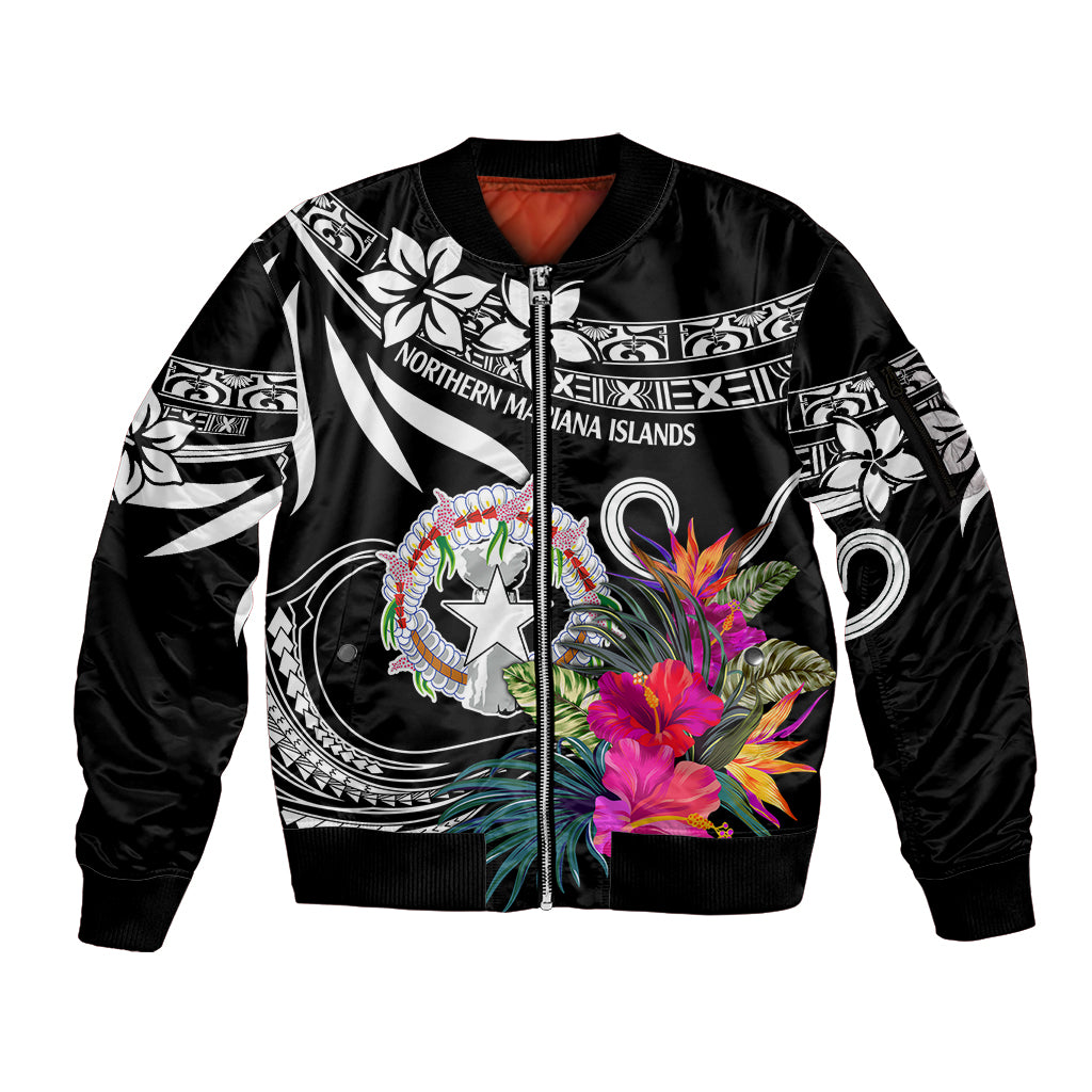 Northern Mariana Islands Sleeve Zip Bomber Jacket Happy Independence Day LT9 Unisex White - Polynesian Pride