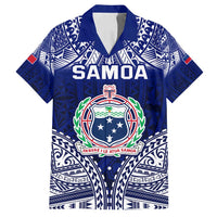 Personalised Samoa Coat Of Arms Family Matching Tank Maxi Dress and Hawaiian Shirt With Polynesian Pattern Version