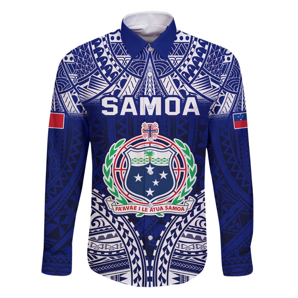 Personalised Samoa Coat Of Arms Family Matching Tank Maxi Dress and Hawaiian Shirt With Polynesian Pattern Version