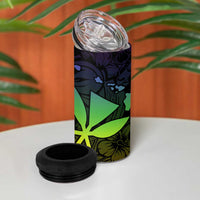 Polynesian Tribal Plumeria 4 in 1 Can Cooler Tumbler with Hawaii Kanaka Maoli Reggae Version