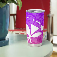 Polynesian Tribal Plumeria Tumbler Cup with Hawaii Kanaka Maoli Purple Gradient Version