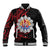 Tahitian Coat Of Arm and Tiare Flower Baseball Jacket Polynesian Tribal Tattoo