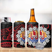 Tahitian Coat Of Arm and Tiare Flower 4 in 1 Can Cooler Tumbler Polynesian Tribal Tattoo LT9 - Polynesian Pride