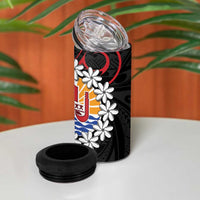 Tahitian Coat Of Arm and Tiare Flower 4 in 1 Can Cooler Tumbler Polynesian Tribal Tattoo LT9 - Polynesian Pride