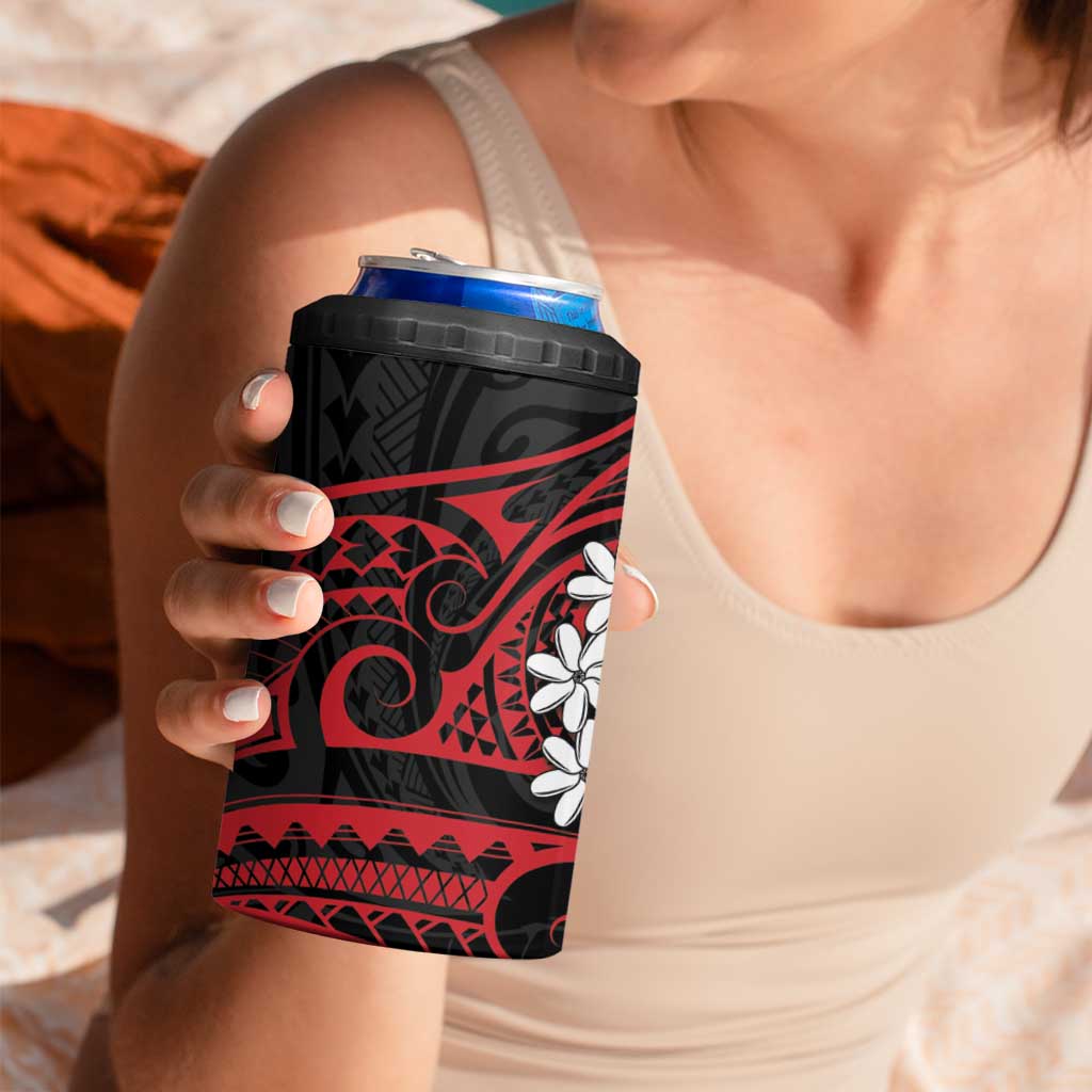 Tahitian Coat Of Arm and Tiare Flower 4 in 1 Can Cooler Tumbler Polynesian Tribal Tattoo LT9 - Polynesian Pride