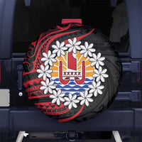 Tahitian Coat Of Arm and Tiare Flower Spare Tire Cover Polynesian Tribal Tattoo LT9 - Polynesian Pride