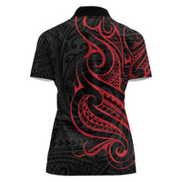 Tahitian Coat Of Arm and Tiare Flower Women Polo Shirt Polynesian Tribal Tattoo