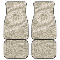 Tahitian Tiare Flower Car Mats Beige Polynesian Pattern