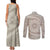 Tahitian Tiare Flower Couples Matching Tank Maxi Dress and Long Sleeve Button Shirt Beige Polynesian Pattern