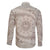 Tahitian Tiare Flower Family Matching Off The Shoulder Long Sleeve Dress and Hawaiian Shirt Beige Polynesian Pattern