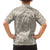 Tahitian Tiare Flower Family Matching Off Shoulder Short Dress and Hawaiian Shirt Beige Polynesian Pattern